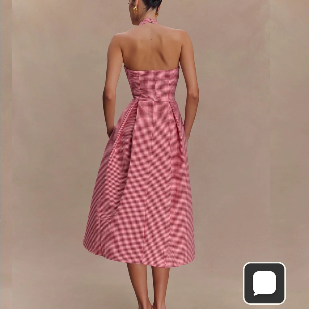 (NWOT) Meshki Juana Halter Midi Dress - Red Gingham - Picture 2 of 7